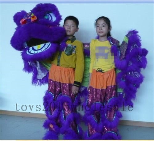 Pur Lion Dance Mascot Costume Chinese Lion Two Kids Pure Wool Advertising Outfit