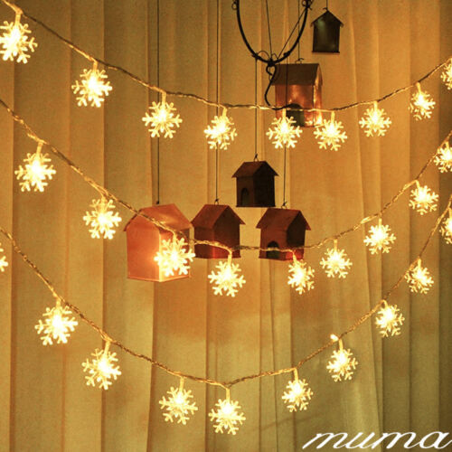 LED Snowflake Fairy String Lights Curtain Window Christmas Party Wedding Decor 