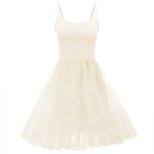 Women Under dress Spaghetti Strap Voile Vintage style Slip Petticoat Lady
