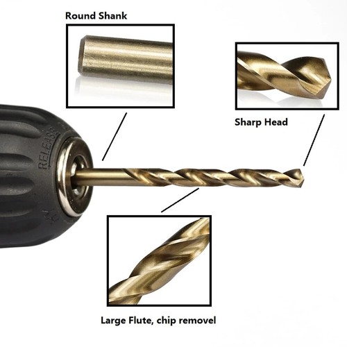 HSS Gold Cobalt Jobber Drill Bit For Drilling Stainless Steel /& Hard Steels