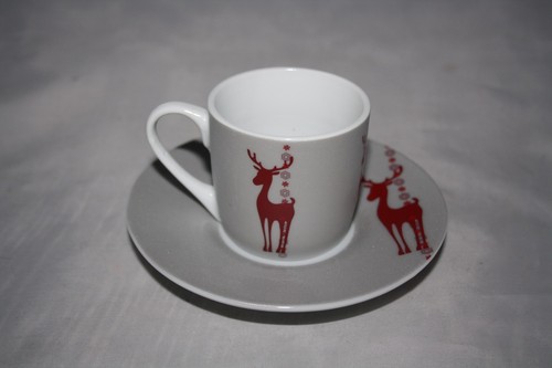 Reindeer Winter Seasons Espresso Set Könitz Porzellan 80ml Tasse Untertasse