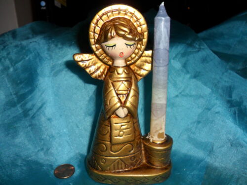Vintage Plaster Angel Candle Holder Hand Painted made in Japan 