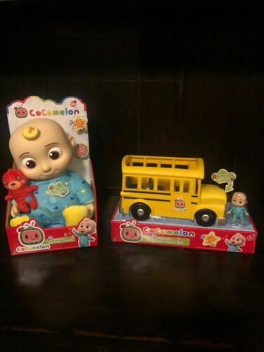 Cocomelon 10/" JJ Plush Bedtime Doll /& Musical School Bus  SHIPS TODAY
