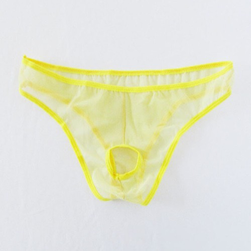 Men Underwear Male Briefs Transparent Underwear Mesh Lingerie Briefs Open Crotch