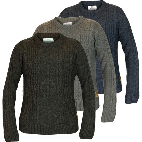 New Mens Crosshatch Top Long Sleeve Sweater Forged Iron Marl