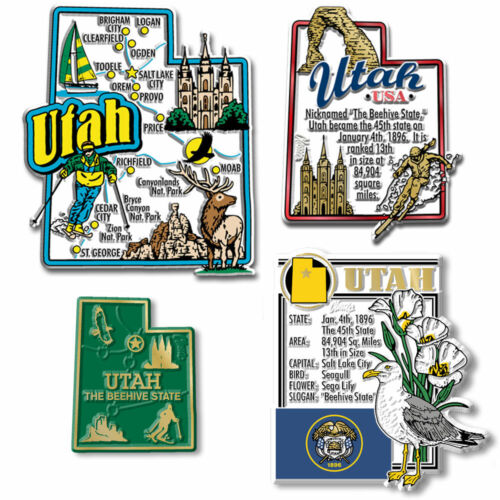 Details about  / Utah Four-Piece State Magnet Set by Classic Magnets Includes 4 Unique Designs,