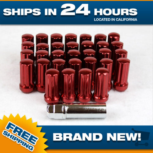 32 Truck Spline Lugnuts with Key Red 14x1.5 Closed End Acorn Extended XL 2/" Long