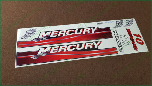 MERCURY Marine 10 HP Outboadrs Motor Red Laminated Decals Stickers Kit Set Boat 