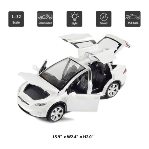 1:32 Tesla Model X 90D SUV Metall Modellauto Auto Spielzeug Model Weiß Pull Back