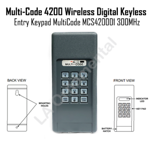 1 Keypad Multi-Code 4200 Wireless Digital Keyless Entry MCS420001 300MHz 10 dip 