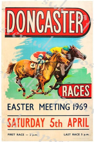 Vintage 1969 Doncaster Horse Racing Poster A3//A4 Print