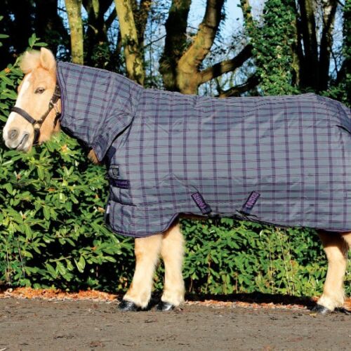 Horseware Rhino Pony  All in One Turnout Heavy 400g Charcoal & Purple Check 