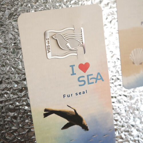 mini metal Bookmark I Love Sea silver colored clip type Dolphin Penguin Fur Seal
