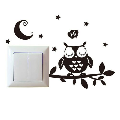Details about  &nbsp;Switch Black Owl Under The Night Sky Wall Sticker Kids Room Vinyl For Home Decor