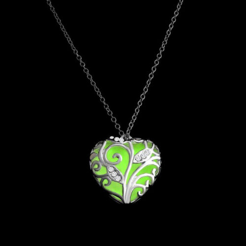 Unique Magical Fairy Glow in the Dark Pendant Locket Heart Luminous Necklace