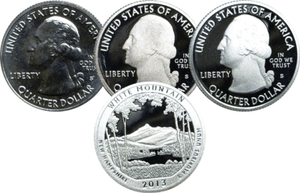 2013 S /& Proofs 25C White Mountain National Parks ATB Quarter Set Uncirculated