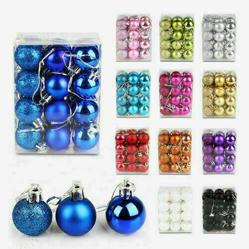 24 Pcs Christmas Tree Shatterproof Hanging Balls Ornaments Xmas Home Decor Gifts