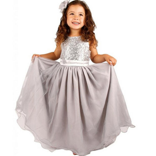 Kids Baby Flower Girls Party Bow-knot Skirt Wedding Bridesmaid Dress Princess 