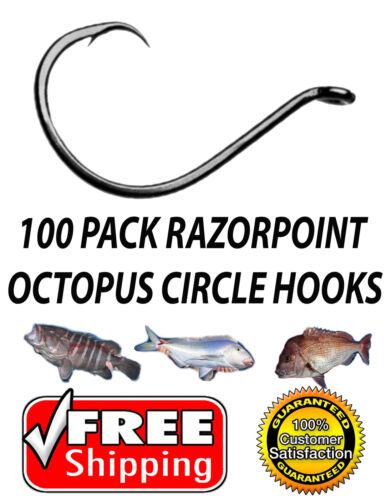 Bulk box 100pcs Deadly Reef Fishing Hooks 7//0 RazorPoint Octopus Circle Hooks