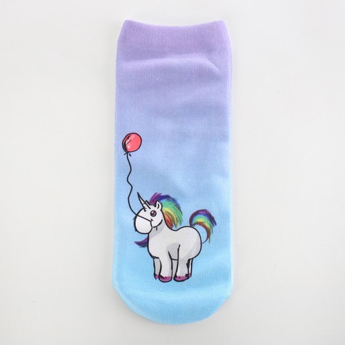 Cute Unicorn Harajuku Emoji 3D Print Socks Low Cut Ankle Women Girls Boat Sock
