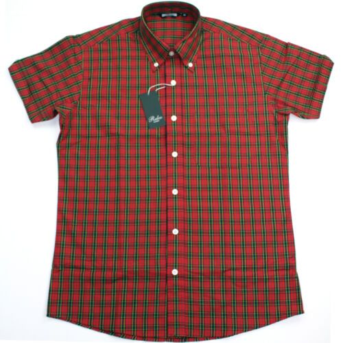 Details about   Relco Mens Red Tartan Check Short Sleeved Shirt Mod Skin Retro Indie 60s 