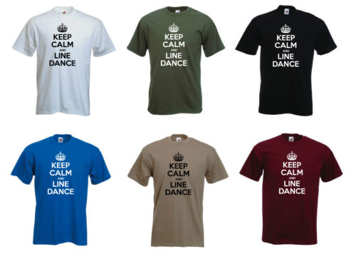 /'Keep Calm and Line Dance/' Western Dancer Dancing Funny T-shirt Tee Gift S-XXL