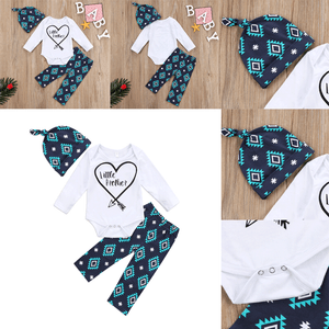Newborn Kid Baby Boy 3pcs Clothes Jumpsuit Romper Bodysuit Pants Hat Outfits Set