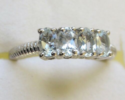 Espirito Santo Aquamarine Four-Stone Ring /  size 6 / 925 Sterling Silver