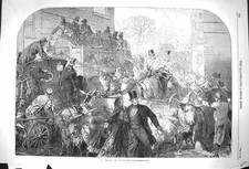 Old Antique Print 1864 Block Park Lane London Horses Carriage Transport 19th