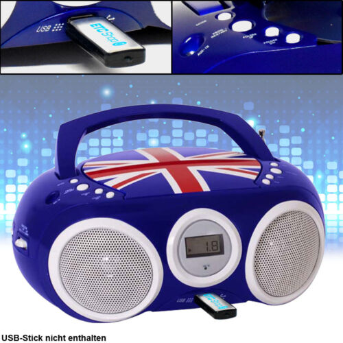 Kinder Zimmer Boombox tragbar Stereo Radio USB Musik Anlage Jungen CD Big Light 