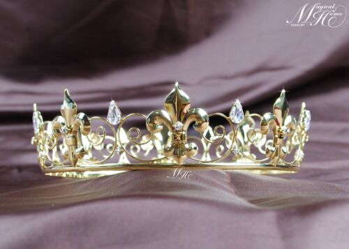 Imperial Gold Crowns Renaissance Tiaras Rhinestone Wedding Bridal Party Costumes 