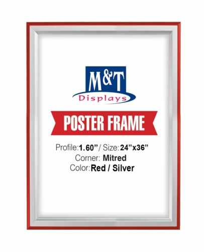 1.6" Red-Silver Profile 24X36  Size Mitered Corner Double Color Snap Frame 