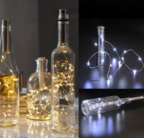 2M Bottle 10/15/20LEDs Cork Shaped Wine Fairy String Lights Lamp AA Battery Xmas 