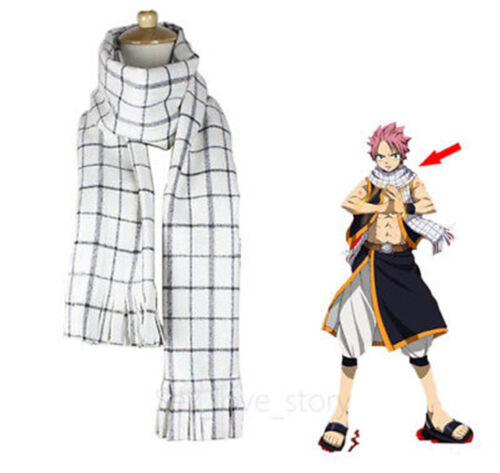 Anime Fairy Tail Natsu Dragneel Scarf Cosplay Costume White Warm Gift Prop US