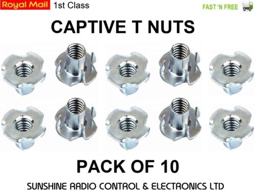RC captive écrous aveugles T Noix M6 6 mm Threads Wing Engine Mounts Pack Of 10 Nouveau UK