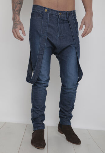 Demina homme drop bequille jeans denim brace style 30 à 36-amovible bretelles 