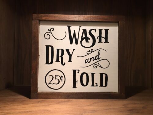 wash fold decor dry laundry FRAMED Rustic farmhouse style Wood Sign 