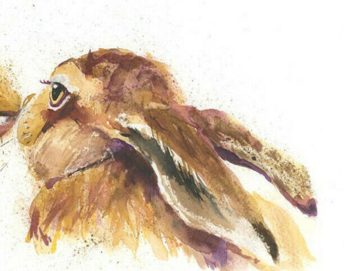 Limited Edition Print of KISSING HARES watercolour by HELEN APRIL ROSE   305
