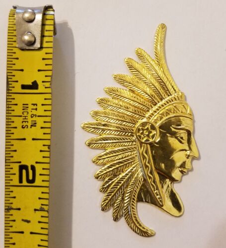 10 pcs Tribal Chief Gold Tone Thin Metal Charms Craft Jewelry Stampings Accents