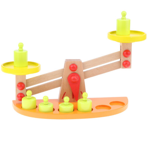 Wooden Balance Scale Weights Preschool Learning Toy Gift for Kids Children