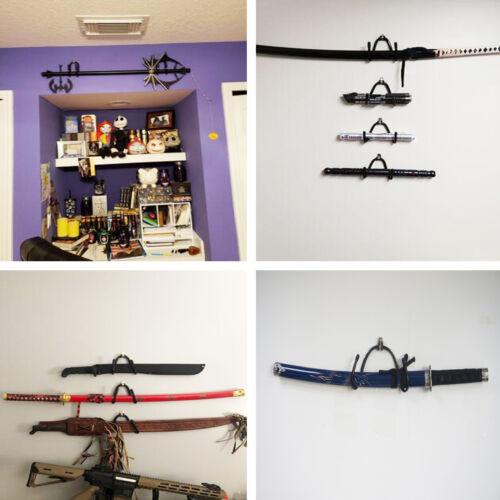 2x Samurai Sword Katana Holder Stand Bracket Rack Display Katana Wall Hanger