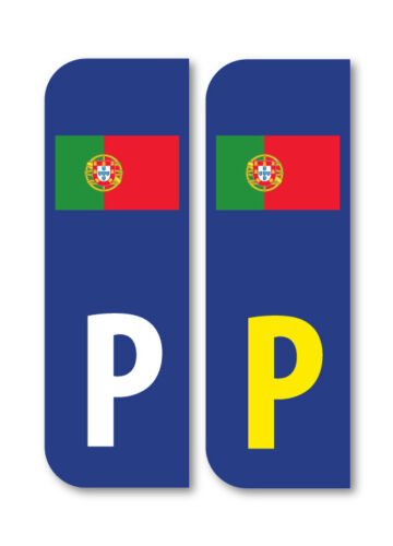 2 x P FLAG PORTUGAL Car Number Plate vinyl stickers