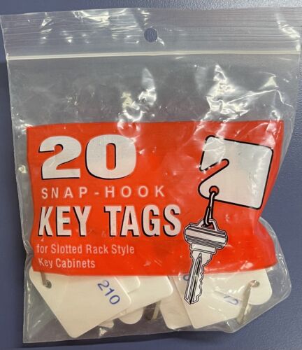 MMF SNAP HOOK WHITE KEY TAGS SLOTTED RACK STYLE # 201 Thru # 220 PLASTIC 