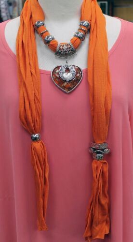 Ladies Charm Diamante Wing HeartPendant Jewellery Necklace Hijab Scarf StoleWrap