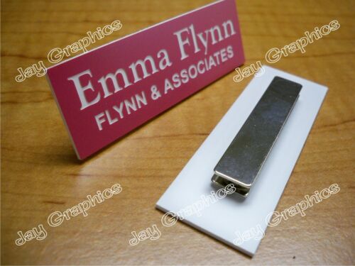 Custom Engraved 1x3 Pink Name TagBadge & MagnetEmployee Identification ID 