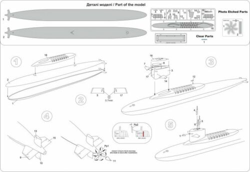 nuclear-powered submarine Lafayette 1/350 Scale Model Kit MikroMir 350-022 U.S 
