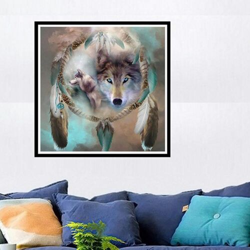 5D Full Drill Diamond Painting Cross Embroidery Kits Wolf Stitch Home Decor US