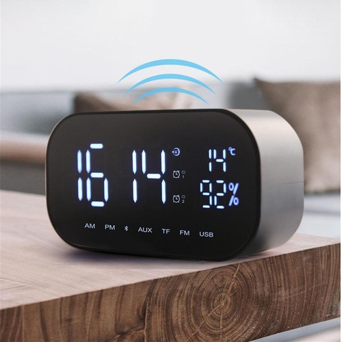 Bluetooth Wireless Desktop Alarm Clock Smart Speaker TF Card Audio With Mirror