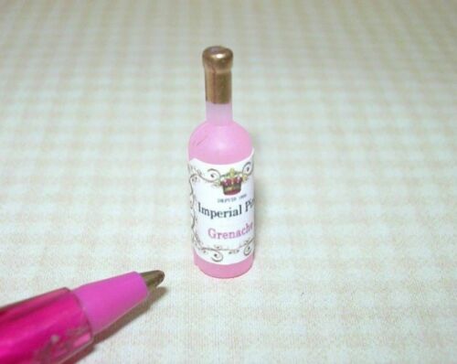 Miniature Pretty Frosted Pink Grenache Bottle w/Gold Top DOLLHOUSE 1/12 Scale 