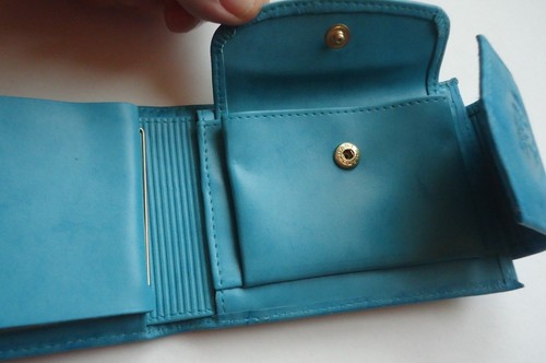 Buxton Heiress Convertible Coin Billfold Genuine Leather Wallet,Aqua